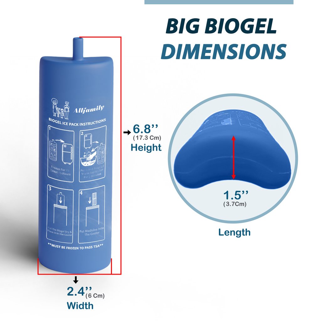 Buddy Big Biogel Ice Pack for 4AllFamily Medicine Coolers and Insulin Travel Cases - Dimensions
