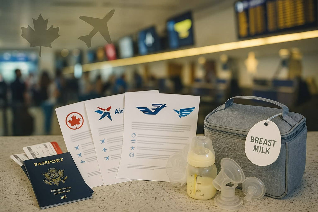 Airline policies for carrying breast milk on a plane - AI generated image