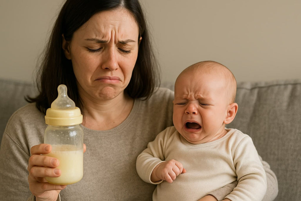 Baby Drinking Spoiled Breast Milk Bottle - AI Generated Image