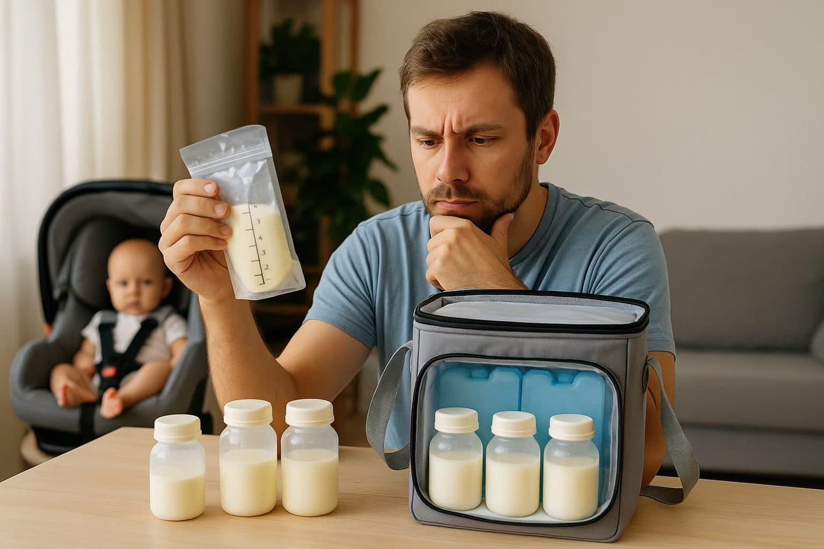 A Father Wondering How to Keep Breast Milk Cold When traveling - AI Generated Image