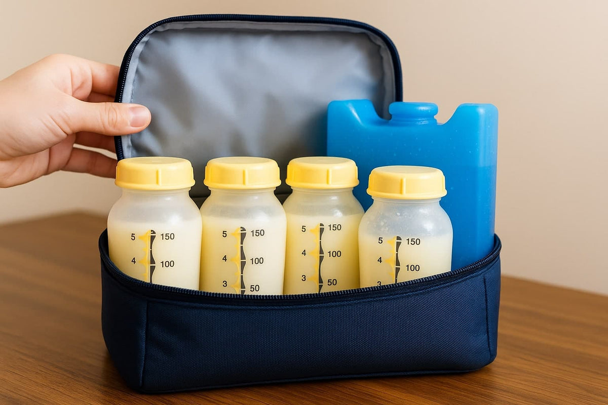 Breast Milk Bottles In a Cooler Bag - AI Generated Image