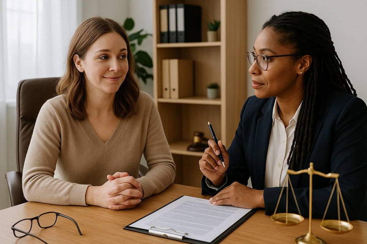 Lawyer explaining an employee her pumping rights at work - AI Generated Image