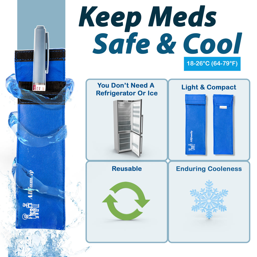 4AllFamily Chiller Bag Insulin Pen Travel Case Cooler for Epipen, Glucagon, and temperature-sensitive medicines - Detailed Features