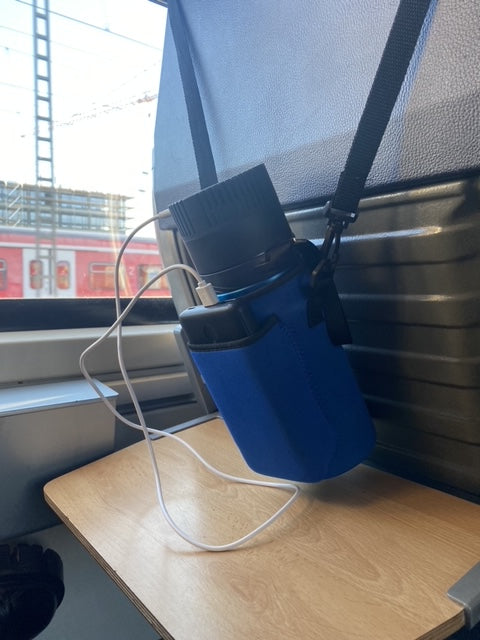 Traveling with portable cooler and power bank